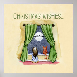 Vintage-Weihnachtswünsche-Poster Poster