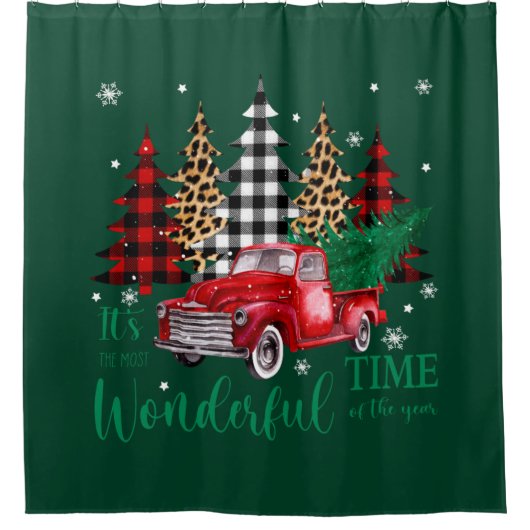 Vintage Weihnachtszeit Duschvorhang (Vorderseite)