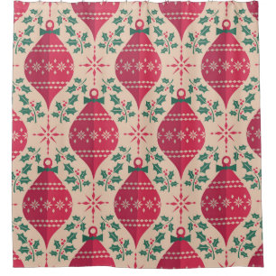 Vintage Weihnachtszeit Nahtloses Muster Duschvorhang
