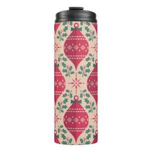 Vintage Weihnachtszeit Nahtloses Muster Thermosbecher