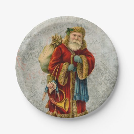 Vintage Weihnachtszeit Pappteller (Vorderseite)