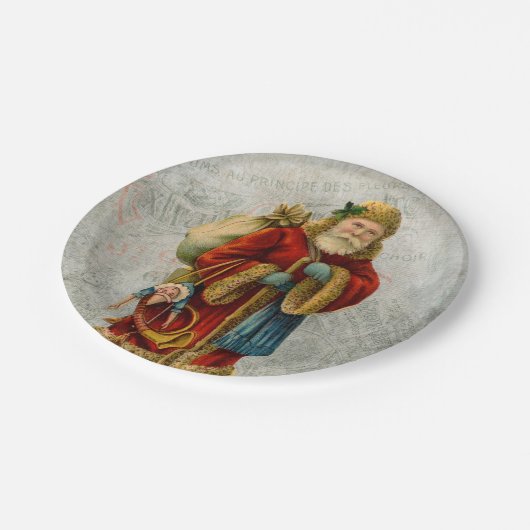 Vintage Weihnachtszeit Pappteller (Schrägansicht)