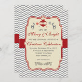 Vintage Weihnachtszeit Party Einladung (Vorne/Hinten)