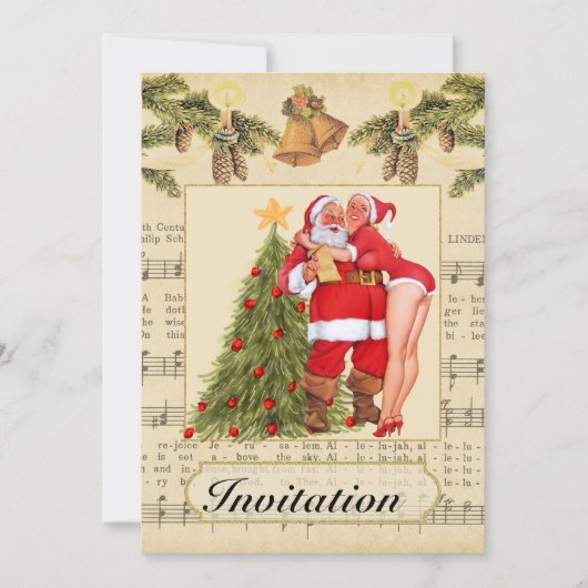 Vintage Weihnachtszeit Party Einladung (Vorderseite)