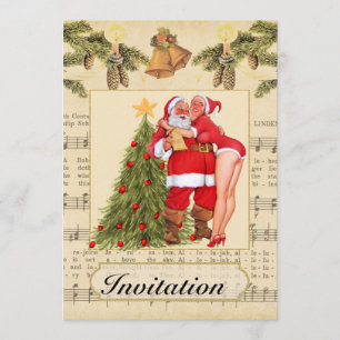 Vintage Weihnachtszeit Party Einladung