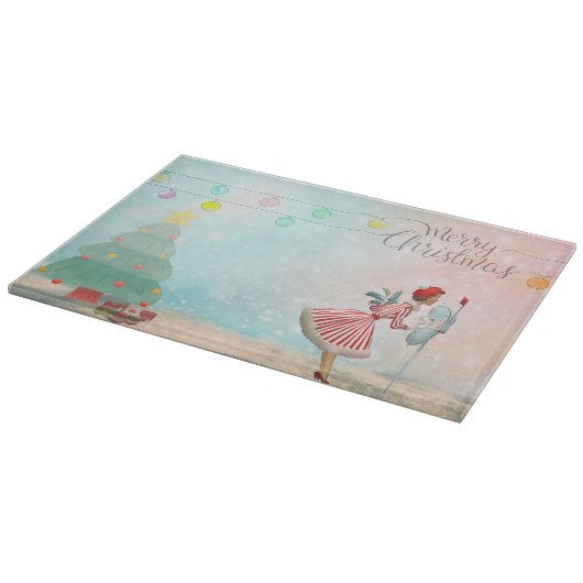 Vintage Weihnachtszeit Schneidebrett (Ecke)