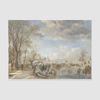 Vintage Weihnachtszettel WINTER IN HOLLAND Seidenpapier