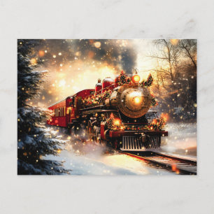 Vintage Weihnachtszug-Express in einer schneebedec Feiertagspostkarte