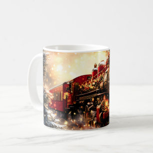Vintage Weihnachtszug-Express in schneereicher Nac Kaffeetasse