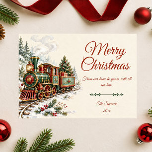 Vintage-Weihnachtszug Frohe Weihnachtskarte Feiertagskarte