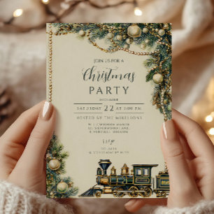 Vintage-Weihnachtszug-Party Einladung
