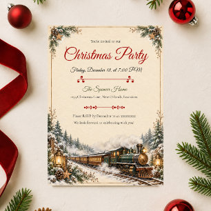 Vintage-Weihnachtszug-Party Einladung