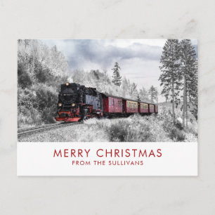 Vintage-Weihnachtszug-Winterszene Postkarte