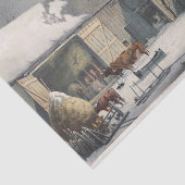 Vintage Weihnachtszwirn Papier WINTER FARM YARD (Ausschnitt)