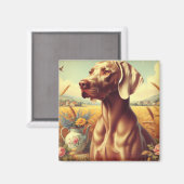 Vintage Weimaraner-Malerei Magnet (Vorderseite/Rückseite)