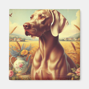Vintage Weimaraner-Malerei Magnet