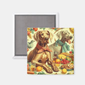 Vintage Weimaraner-Malerei Magnet (Vorderseite/Rückseite)