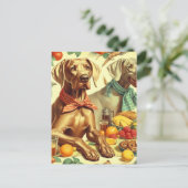 Vintage Weimaraner-Malerei Postkarte (Stehend Vorderseite)