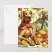 Vintage Weimaraner-Malerei Postkarte (Vorne/Hinten)