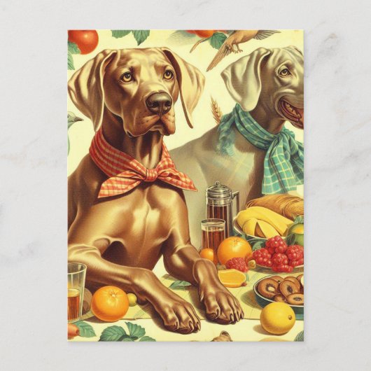 Vintage Weimaraner-Malerei Postkarte (Vorderseite)