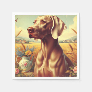 Vintage Weimaraner-Malerei Serviette