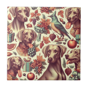 Vintage Weimaraner-Nahtlose Illustration Fliese