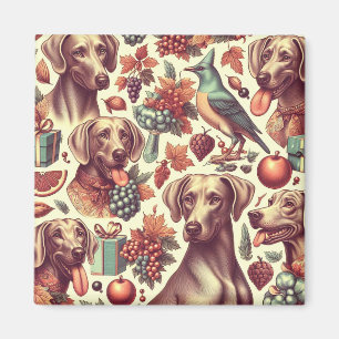 Vintage Weimaraner-Nahtlose Illustration Magnet