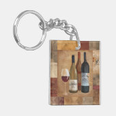 Vintage Wein-Flaschen und Wein-Glas Schlüsselanhänger (Vorderseite links)
