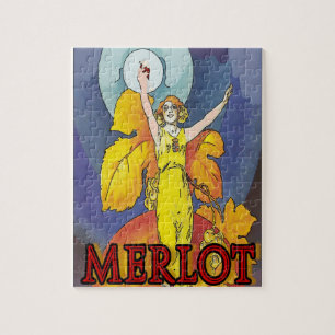 Vintage Wein Merlot  Poster Puzzle