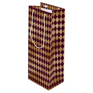 Vintage Wein und Gold Harlekin Geschenktüte Für Weinflaschen