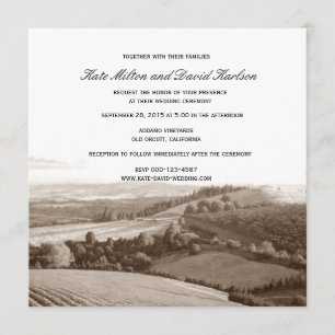 Vintage Weinberg Landschaft Weingut Hochzeits-Einl Einladung