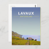 Vintage Weinberge Lavaux Schweiz Reisen Postkarte (Vorne/Hinten)