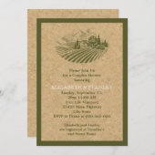 Vintage Weinberge und Korkehechtpaare duschen Einladung (Vorne/Hinten)