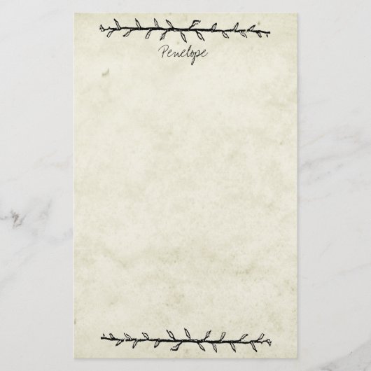 Vintage Weinborder altes Buchpapier mit Namen Briefpapier (Vorderseite)