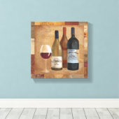 Vintage Weinflaschen und Weinglas Leinwanddruck (Insitu (Holzboden))