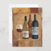Vintage Weinflaschen und Weinglas Postkarte (Vorne/Hinten)