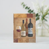 Vintage Weinflaschen und Weinglas Postkarte (Stehend Vorderseite)