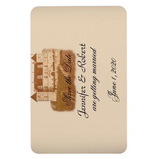 Vintage Weinverheiratung speichern das Datum Magnet (Vertikal)