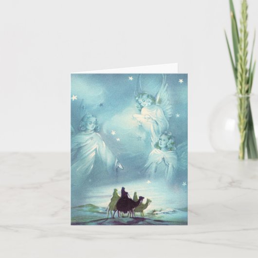 Vintage Weisen und Engel Weihnachtskarte Karte (Vorderseite)