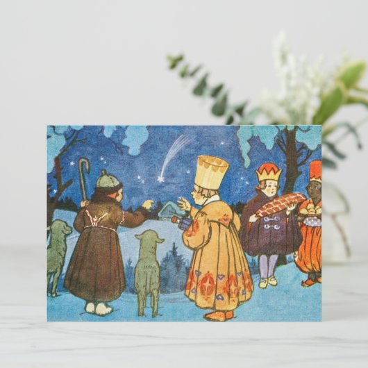 Vintage Weisen und Schafe an Weihnachten (Stehend Vorderseite)