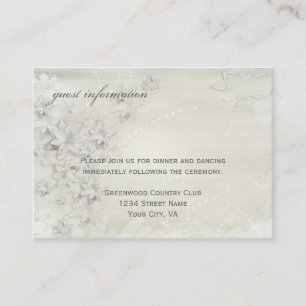 Vintage Weiß auf Weiß Floral Grunge Hochzeitsauto Begleitkarte
