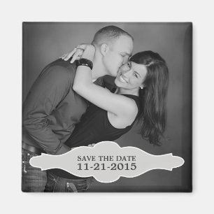 Vintage-Weiß LaBon Vie Foto Save-the-Date-Magnet Magnet