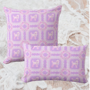 Vintage Weiß Rosa Flieder Spitze Pudel Patchwork Lendenkissen
