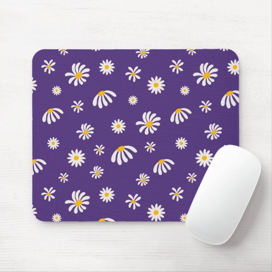 Vintage Weiß- und Gelbblumen Daisy-Muster Mousepad (Mit Mouse)