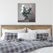 Vintage Weiß- und Rosatalge in einer Vase Leinwanddruck (Insitu (Schlafzimmer))