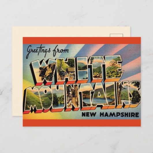 Vintage Weiße Berge des NH Postkarte (Vorne/Hinten)
