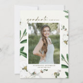 Vintage weiße Blume Botanisches Foto Abschluss Ankündigung (Vorderseite)