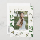 Vintage weiße Blume Botanisches Foto Abschluss Einladungspostkarte (Vorne/Hinten)