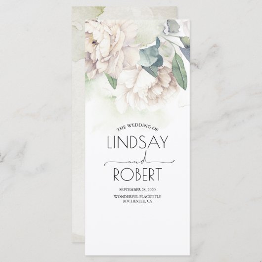 Vintage weiße Blume Elegante Hochzeitsprogramme Programm (Vorne/Hinten)