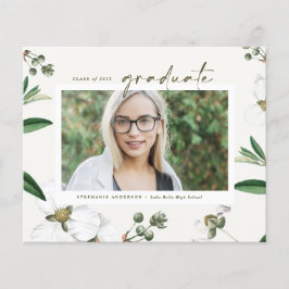 Vintage weiße Blume Foto Abschluss Einladung